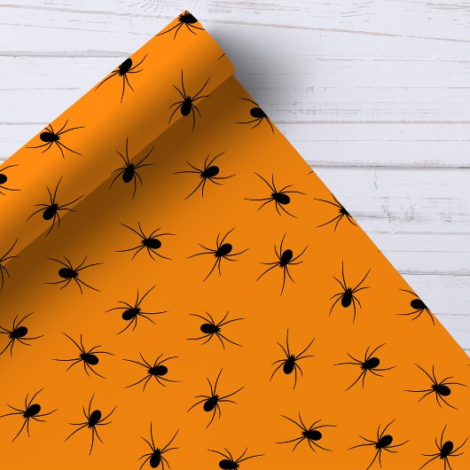 Halloween Spiders Black Orange Beängstigendes Must Geschenkpapier