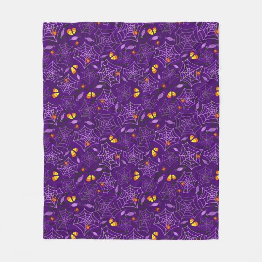 Halloween Spiders & Candy Lila Fleece Blanket (Vorderseite)