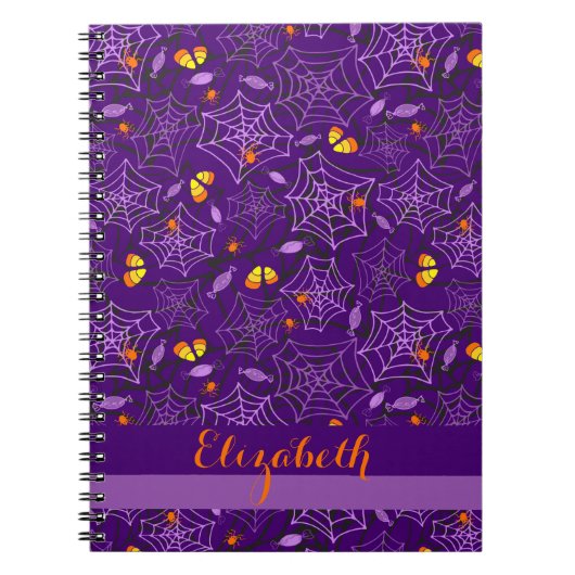 Halloween Spiders & Candy Personalisiertes Noteboo Notizblock (Vorderseite)