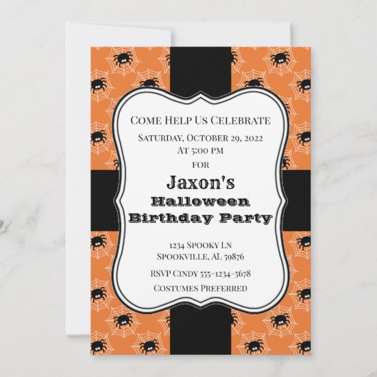Halloween Spiders Geburtstagsparty Einladung (Vorderseite)