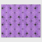 Halloween Spiders Lila Geschenkpapier (Flach)