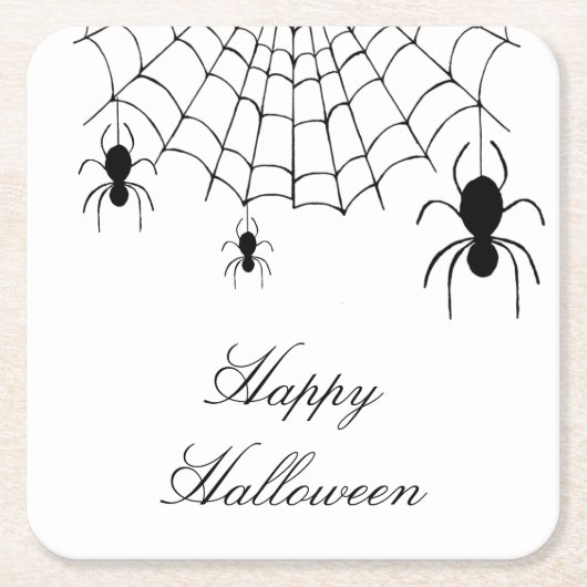 Halloween Spiders Niedlich Gothic Schwarz-weiß Rechteckiger Pappuntersetzer (Vorderseite)