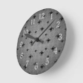 Halloween spiders on gray faded elegant damask runde wanduhr (Winkel)