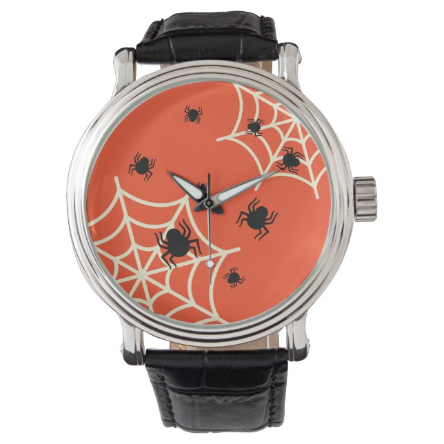 Halloween Spiders on Web Armbanduhr (Vorderseite)