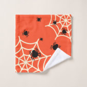 Halloween Spiders on Web Badhandtuch Set (Waschlappen)