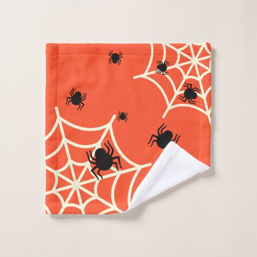 Halloween Spiders on Web Badhandtuch Set (Waschlappen)