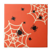 Halloween Spiders on Web Fliese (Vorderseite)
