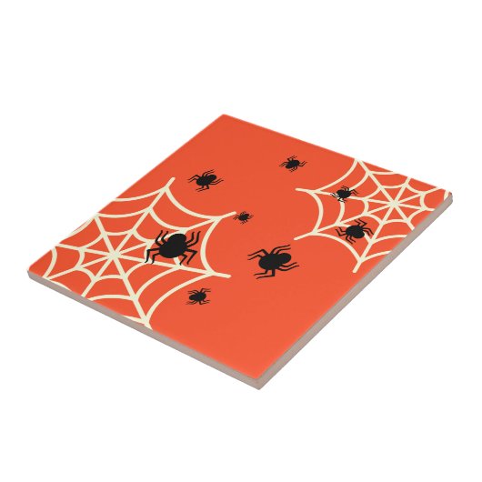 Halloween Spiders on Web Fliese (Seite)