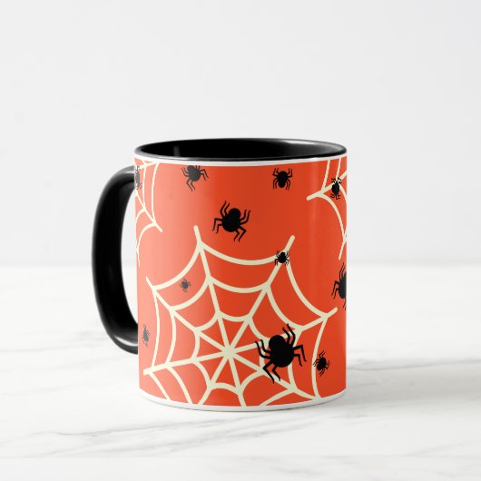 Halloween Spiders on Web Tasse (Vorderseite Links)