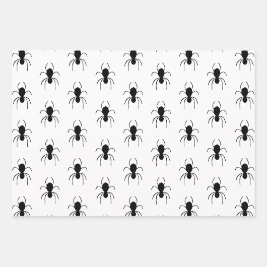 Halloween Spiders Schwarz-weiße Spinnennetze Geschenkpapier Set (Vorderseite 3)