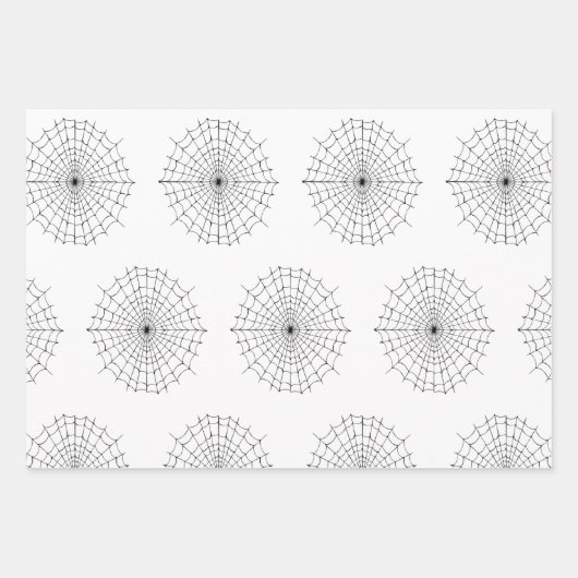 Halloween Spiders Schwarz-weiße Spinnennetze Geschenkpapier Set (Vorderseite 2)