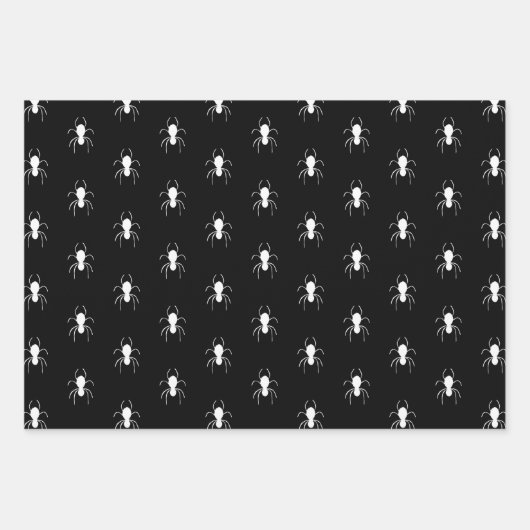Halloween Spiders Schwarz-weiße Spinnennetze Geschenkpapier Set (Vorderseite)