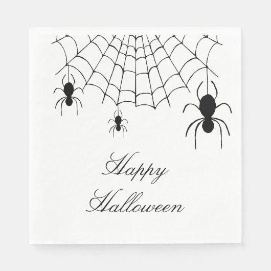 Halloween Spiders Spooky Schwarz-weiß Serviette (Vorderseite)