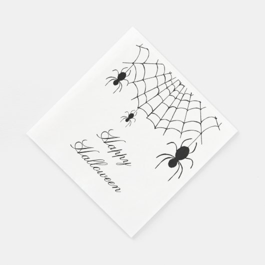 Halloween Spiders Spooky Schwarz-weiß Serviette (Ecke)