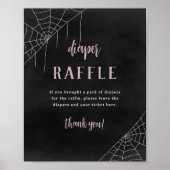 Halloween Spiderweb Baby Shower Diaper Raffle Sign Poster (Vorne)