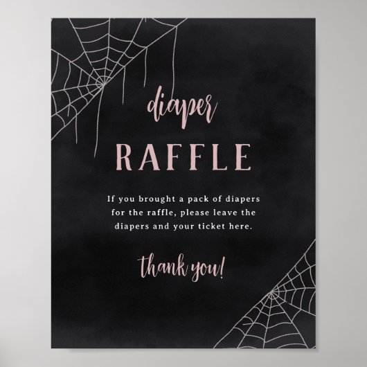 Halloween Spiderweb Baby Shower Diaper Raffle Sign Poster (Vorne)