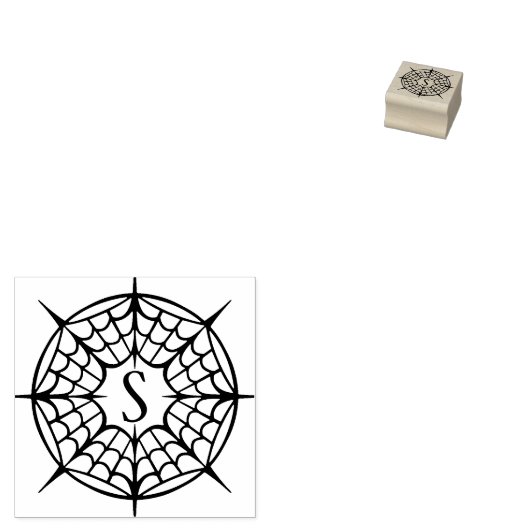 Halloween Spiderweb Design & Monogram Gummistempel (Stempel)