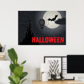 Halloween Spiderweb Night Scene Poster (Heimbüro)