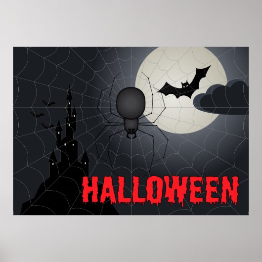 Halloween Spiderweb Night Scene Poster (Vorne)