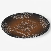 Halloween Spiderweb spinnen schwarz orange weiß Pappteller (Schrägansicht)
