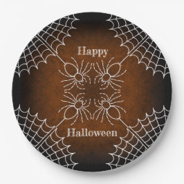 Halloween Spiderweb spinnen schwarz orange weiß Pappteller