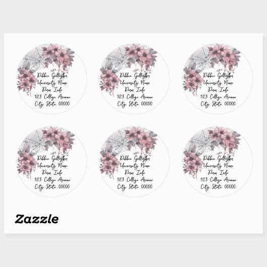 Halloween Spiderweb Uni Student Mailing Addres Runder Aufkleber (Blatt)