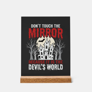 Halloween Spiegel Teufel Welt Grafik Acrylschild