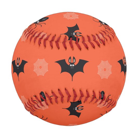 Halloween-Spinne, Fledermaus und Cobweb-Muster Baseball (Vorderseite)