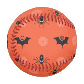 Halloween-Spinne, Fledermaus und Cobweb-Muster Baseball (Vorderseite Links)