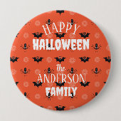 Halloween-Spinne, Fledermaus und Cobweb-Muster Button (Vorderseite)