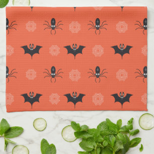 Halloween-Spinne, Fledermaus und Cobweb-Muster Geschirrtuch