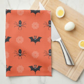 Halloween-Spinne, Fledermaus und Cobweb-Muster Geschirrtuch (Viertel Falte)