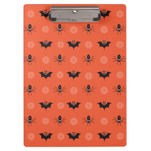 Halloween-Spinne, Fledermaus und Cobweb-Muster Klemmbrett