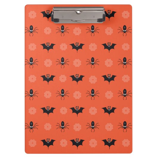 Halloween-Spinne, Fledermaus und Cobweb-Muster Klemmbrett (Vorderseite)