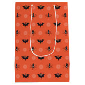 Halloween-Spinne, Fledermaus und Cobweb-Muster Mittlere Geschenktüte (Rückseite)
