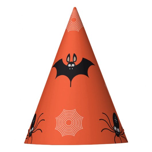 Halloween-Spinne, Fledermaus und Cobweb-Muster Partyhütchen (Vorderseite)