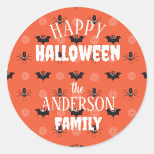 Halloween-Spinne, Fledermaus und Cobweb-Muster Runder Aufkleber