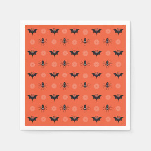 Halloween-Spinne, Fledermaus und Cobweb-Muster Serviette