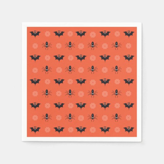 Halloween-Spinne, Fledermaus und Cobweb-Muster Serviette (Vorderseite)