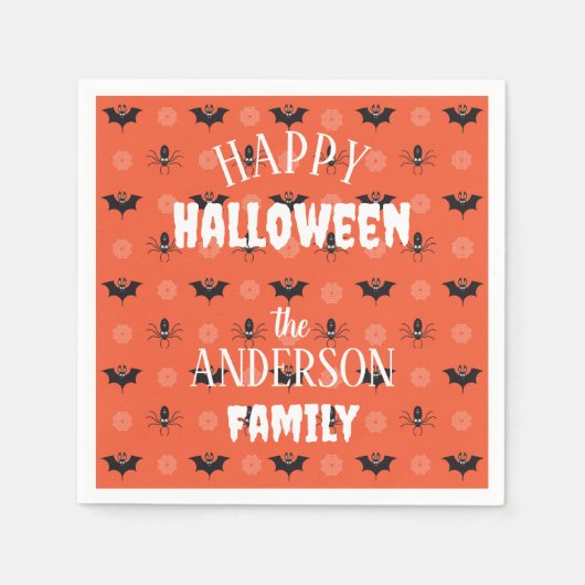 Halloween-Spinne, Fledermaus und Cobweb-Muster Serviette (Vorderseite)