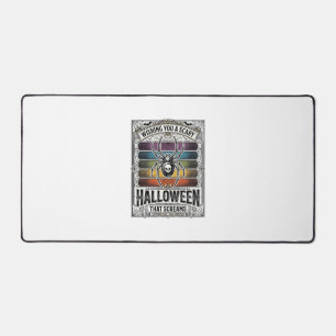 Halloween-Spinne Gruselig Retro-Gravur Regenbogenn Schreibtischunterlage