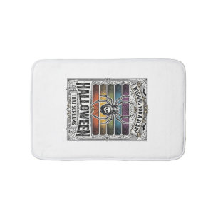 Halloween-Spinne Gruselige Retro-Gravur Regenbogen Badematte