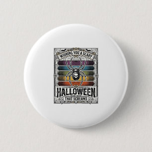 Halloween-Spinne Gruselige Retro-Gravur Regenbogen Button