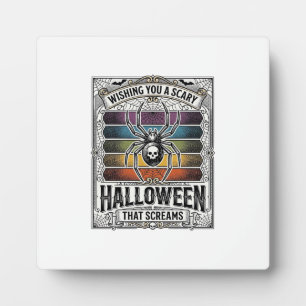Halloween-Spinne Gruselige Retro-Gravur Regenbogen Fotoplatte