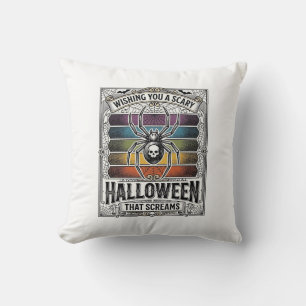 Halloween-Spinne Gruselige Retro-Gravur Regenbogen Kissen