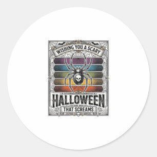 Halloween-Spinne Gruselige Retro-Gravur Regenbogen Runder Aufkleber