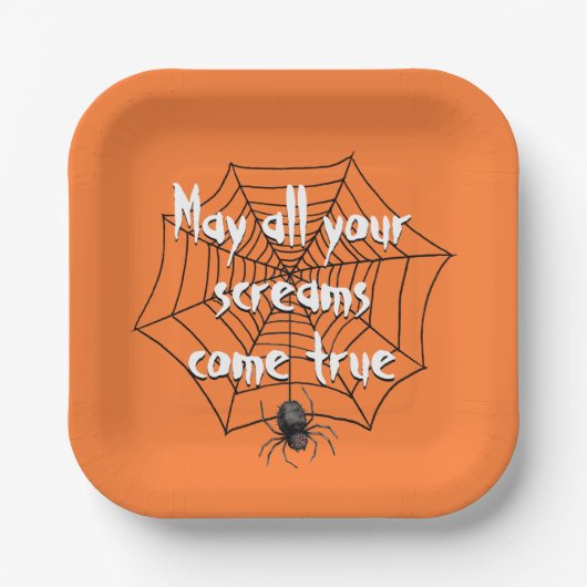Halloween-Spinne im Netz Pappteller (Vorderseite)