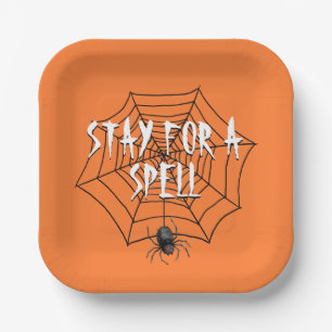 Halloween-Spinne im Netz    Pappteller