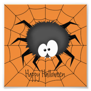 Halloween-Spinne in einem Netz Fotodruck