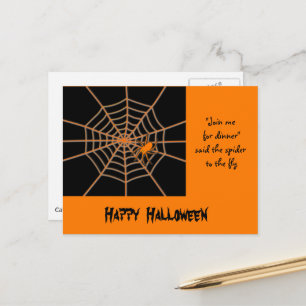 Halloween-Spinne und Webstext Postkarte